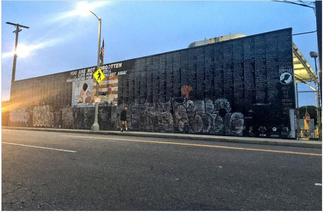 The Venice Veterans POW/MIA Mural after being defaced Memorial Day Weekend
