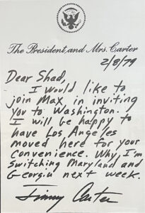 Jimmy Carter Letter to Shad Meshad